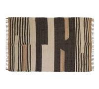 Tapis en jute naturel et coton naturel et teinté Ethnique Naturel et noir - 160 x 230 cm