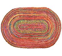 Tapis ovale coloré en jute et coton India 180 x 120 cm