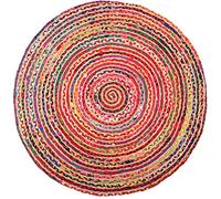 AUBRY GASPARD Tapis Rond coloré en Jute et en Coton India Ø 120