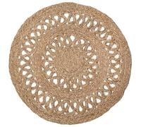 AUBRY GASPARD - Tapis Rond en Jonc Naturel Bohème - Motifs Ajourés - Ø 120 cm - 1.70 kg - Style Bohème Chic - Entretien Facile - Idéal pour Intérieur et Touche Naturelle Élégante