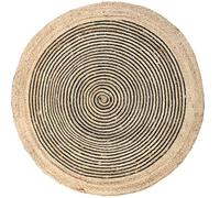 AUBRY GASPARD - Tapis Rond en Jute et Coton Noir - Ø 120 cm - Poids 2.68 kg - Design Élégant et Naturel - Parfait pour Ajouter Une Touche Bohème et Confort à Votre Intérieur - Facile à Entretenir