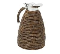 AUBRY GASPARD - Thermos Acier Inoxydable Rotin Antique - 1.5 L - 20x16x26 cm - Anse Couvercle Refermable - Fabrication Artisanale - Idéal Arts de la Table