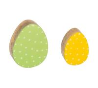 AUBRY GASPARD - Œufs Décoratifs en Manguier et Résine - Coloris Assortis Vert et Jaune - Série de 2 - Poids 0.17 kg - Idéal pour Accessoires de Décoration Intérieure - Design Naturel et Élégant