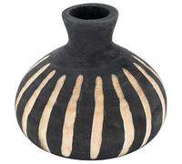 AUBRY GASPARD - Vase Boule Décoratif en Paulownia - Design Strié Noir et Blanc - Idéal pour Décoration Intérieure - Léger et Élégant - Parfait pour Fleurs Séchées ou Décoratives - Dimensions Compactes