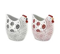 AUBRY GASPARD - Vase Céramique Poule Peint Main - Déco Originale Intérieur - 15 x 10 x 20 cm - Idéal Fleurs Sèches Décoration Table - Coloris Assortis