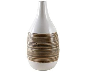 AUBRY GASPARD - Vase en Bambou Laqué Blanc - Ø 25 cm, Hauteur 50 cm - Finition Naturelle - Idéal pour Fleurs Séchées - Élégant et Décoratif pour Maison - Ne Pas Mettre d'eau