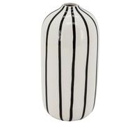 AUBRY GASPARD - Vase en Céramique - Motif Rayures Noir et Blanc - Finition Brillante - Dimensions Ø 12 x 25 cm - Élégant et Moderne pour Décoration Intérieure - Poids 0.88 kg