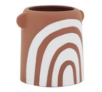 AUBRY GASPARD - Vase en Céramique Terracotta - Décor Arc-en-Ciel Blanc - Longueur 18 cm x Profondeur 14.5 cm x Hauteur 16.5 cm - Élégant et Moderne pour Décoration Maison - Poids 0.92 kg