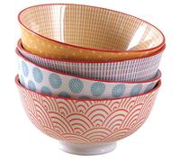 AubryGaspard Bol en Porcelaine Petit déjeuner Bol à Riz Soupe céréales Bol Japonais - Lot de 4
