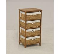 AubryGaspard Commode en Bois 4 tiroirs en jonc