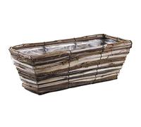 AubryGaspard Jardinière en Osier Brut et Bois T1