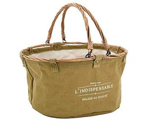 AubryGaspard Panier de Courses Ovale en Coton et Osier