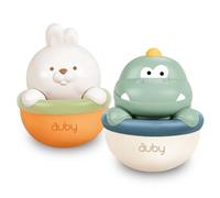 auby Culbuto Bébé, Lot de 2 Jouets d'Éveil dès 6 Mois, Lapin et Dinosaure