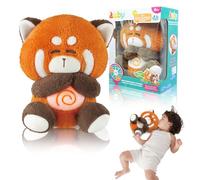 auby Soothe n’ Cuddle Panda Roux Peluche Apaisante Bruit Blanc & Berceuses, Confort Douillet avec Respiration Rythmée, Boîtier Sonore Amovible pour Lavage Facile, Cadeau Nouveau-Né