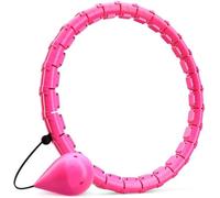 Aubzy Hula Hoop Intelligent Ponderé pour Adultes - Cerceau de Fitness Adjustable Démontable avec 24 Noeuds pour Perte de Poids, Affinement Taille, Taille Plus, Rose