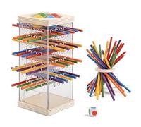 Aubzy Jeu Montessori Jeu de Plateau en Bois, 43 Pièces Bâtonnets en Bois Colorés Jeu de Dés - Motricité Fine & Jeu Éducatif Maths à 3 4 5 6 Ans, Jeu de Famille Jeu de Voyage, Cadeau Garçons Filles 3-9