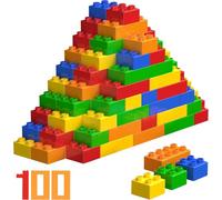 Aubzy Set de Blocs de Construction 100 Pièces Dès 2 Ans - Briques Grandes et Sécuritaires, 5 Couleurs - Développe la Créativité
