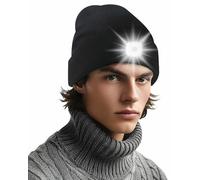 Aucaer Bonnet Lampe Frontale Rechargeable,LED Ultra Puissante Rechargeable par USB, Chapeau avec Lampe Intégrée de Tricot pour Hommes et Femmes, 3 Modes de Luminosité Réglables Cadeau de Noël Idéal