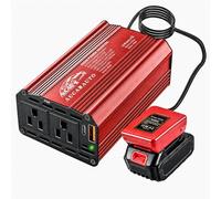AUCARAUTO Onduleur de 400 W compatible avec batterie Milwuakee 18 V, DC 18 V vers AC 110 V AC avec USB-C 65 W et chargeur rapide USB 18 W, 2 prises AC, adaptateur de chargeur alimenté par batterie