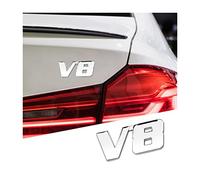 AUCELI Lot de 2 badges autocollants 3D V8 en métal pour hayon arrière de voiture - Logo de plaque nominative - Décoration extérieure de véhicule universelle pour camion, SUV, van (V8)