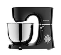 AUCMA ASM1559 Robot pâtissier 6 L 450 W 6 vitesses à tête inclinable avec bol en acier inoxydable SUS304, crochet pétrisseur, fouet, batteur et couvercle anti-éclaboussures, Noir