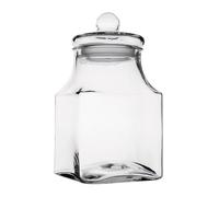 Aucomptoirdesboites Bocal à biscuits en verre carré 3,5 litres avec couvercle verre jointé - conservation en verre épais - bocal à bonbon - design