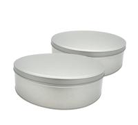 Aucomptoirdesboites Lot de 2 - Boîte cylindrique en fer-blanc verni Ø 24 cm hauteur ~7 cm - boîte métal ronde hermétique, idéal rangement cuisine, atelier, déco ou cadeaux zéro-déchet