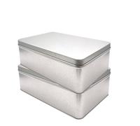 Aucomptoirdesboites Lot de 2 Boîtes à sucre en fer blanc revêtement alimentaire 19 x 12 x 6.5 cm - boîte rectangulaire métal neutre - conservation sucre café thé - décoration cuisine vintage (2)