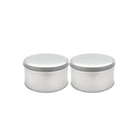 Aucomptoirdesboites Lot de 2 boîtes rondes en fer-blanc - vernis intérieur alimentaire - diamètre 14 cm - métal argenté - contenant vide pour biscuits, vrac, bonbons, coffrets cadeaux