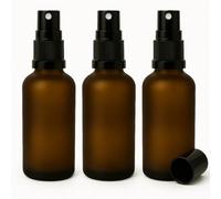 Aucomptoirdesboites Lot de 3 flacon en verre dépoli avec spray noir (Ambré, 100 ml) - cosmétique - voyage - bouteille vide