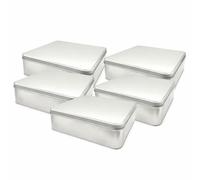 Aucomptoirdesboites Lot de 6 boîtes à biscuits carrées 23 x 23 cm - Fer blanc vernis alimentaire - couvercle cloche - Usage alimentaire - rangement biscuits - gâteaux, fruits secs - Métal neutre (6)