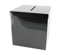 Aucomptoirdesboites Urne en carton noir brillant 25x25x25cm, pour cagnotte, pour anniversaire, pour évenement