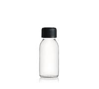 Aucomptoirdesflacons 12 Flacons verre transparent 125 ml avec bouchon noir - laboratoire - cosmétique - réutilisable