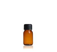 Aucomptoirdesflacons 18 Flacons verre ambré 60 ml avec bouchon noir - solutions industrielles - protection des rayons UV - Compatible alimentaire