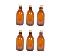 Aucomptoirdesflacons 6 Flacons en verre ambré 250 ml avec bouchon liège