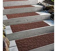 Aucuda comme Tapis de Marche d'escalier avec Envers en Caoutchouc, antidérapant, marches d'escalier pour intérieur et extérieur, 21,6 x 76,2 cm Marron