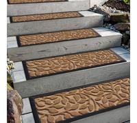 Aucuda Lot de 6 tapis d'escalier d'extérieur en caoutchouc, 76 x 22 cm, résistants aux intempéries et antidérapants, isolation thermique, tapis en caoutchouc antidérapant pour l'extérieur, tapis