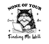 aucun de vos e-mails ne me trouve bien chat typographie hilarante animal drôle chat vintage Stickers muraux en vinyle 42x45.6cm Auto-adhésif Noir
