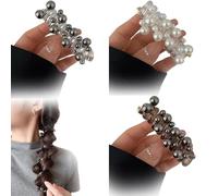 Aucun dommage Doux élastique en spirale cravattes de cheveux, fil de cheveux tordu Pony fil de cheveux cordon de téléphone bandes de cheveux perle tordu cordon (Pearl,3pcs)