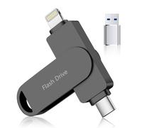(Aucune application requise) Apple MFi Certifié Téléphone Photo Stick USB 512 Go pour iPhone Memory Stick 3 en 1 iPhone Photo Transfert Stick USB Haute Vitesse pour iPhone/iPad/Android/PC Noir