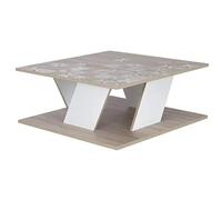 Aucune GAMI Table Basse carrée Baltic scandinave décor chêne et Blanc - L 80 cm séjour Salon, Table,