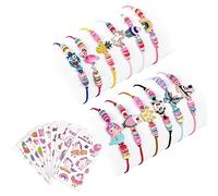 Aucuu 12PCS Bracelets Enfant Filles, Ajustable Bracelet Cordon Tressé Bracelet Amitié Fille Licorne Bijoux Enfants Fille avec 10* Stickers, Petits Cadeaux Anniversaire Jouet Fille Bijoux Bracelet