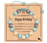 Aucuu Bracelet Perles Naturelles Bleu Jaune pour Femme, Bracelets en Pierres Naturelles, Remise de Diplôme, Cadeau pour Femmes Fille Amie