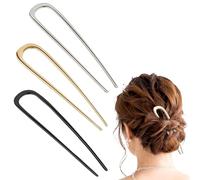 Aucuu Chignon Pince, 3 Pcs Fourche à Cheveux Élégante en Métal, pour la Coiffure Classique à la Française, Épingles à Cheveux Françaises, Pince a Chignon en Forme de U Qui Fixe Solidement la Coiffure