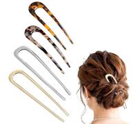 Aucuu Épingles à Cheveux Françaises, 4 Pièces Fourche à Cheveux Élégante, Chignon Pince pour la Coiffure Classique à la Française, Pince a Chignon en Forme de U Qui Fixe Solidement la Coiffure