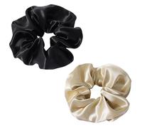 Aucuu Lot de 2 Chouchous Cheveux Femme, 100% Soie de Mûrier Pure Chouchou, Soin Doux et Élastique, Spécialement Conçu pour les Cheveux Fins, Teints ou à Cassure Facile, Coutures Renforcées et Longévif