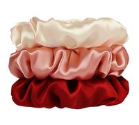 Aucuu Lot de 3 Chouchous Cheveux Femme, 100% Soie de Mûrier Pure Chouchou, Soin Doux et Élastique, Spécialement Conçu pour les Cheveux Fins, Teints ou à Cassure Facile, Coutures Renforcées et Longévif