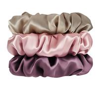 Aucuu Lot de 3 Chouchous Cheveux Femme, 100% Soie de Mûrier Pure Chouchou, Soin Doux et Élastique, Spécialement Conçu pour les Cheveux Fins, Teints ou à Cassure Facile, Coutures Renforcées et Longévif
