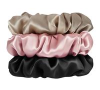Aucuu Lot de 3 Chouchous Cheveux Femme, 100% Soie de Mûrier Pure Chouchou, Soin Doux et Élastique, Spécialement Conçu pour les Cheveux Fins, Teints ou à Cassure Facile, Coutures Renforcées et Longévif