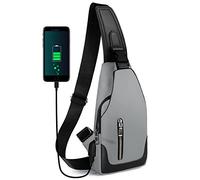 Aucuu Sac de Poitrine Homme, Imperméable Sac à bandoulière Loisir, Sac de Poitrine avec Port de Chargement USB, Sac à Dos de Voyage pour Randonnée Cyclisme Voyage Camping (avec 1*USB)